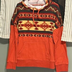 Tribal Print Orange Hoodie